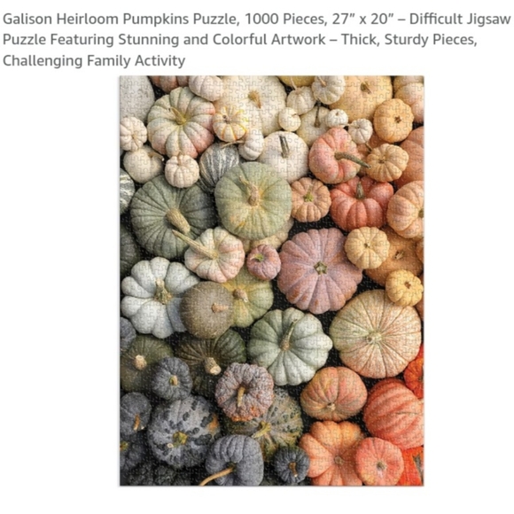 🧩 Jigsaw Puzzle 1000 pieces "Heirloom Pumpkins" by Galison 🧩 - Picture 5 of 7